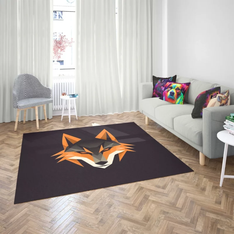 Red Fox Head Black Close-up Rug 2