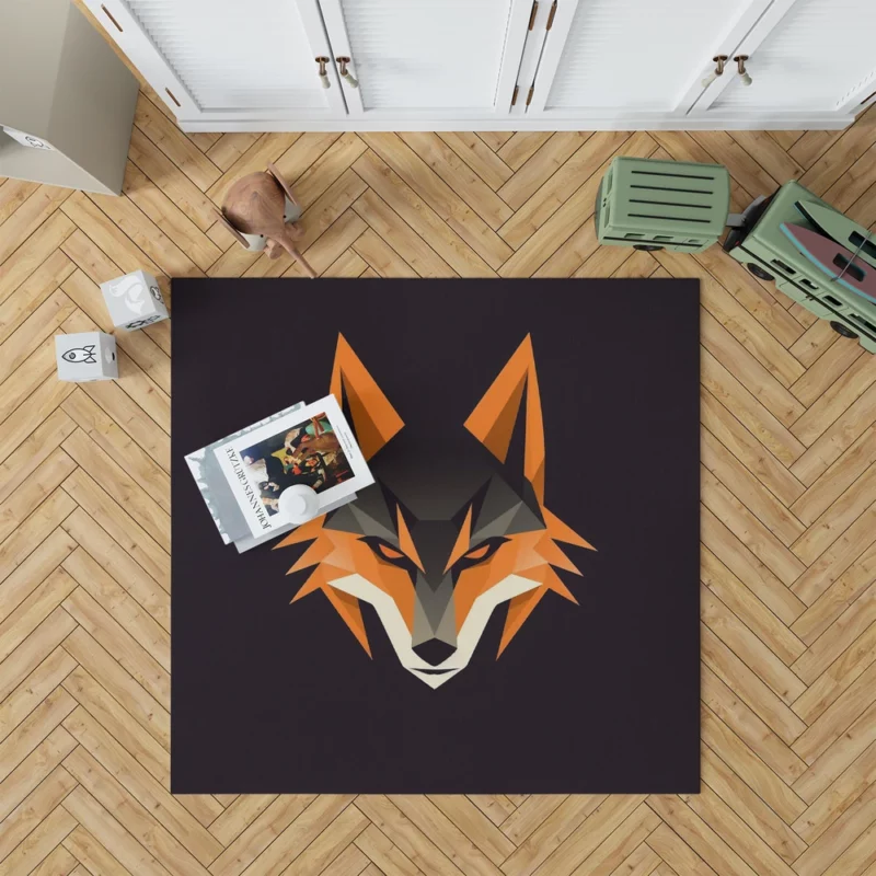 Red Fox Head Black Close-up Rug