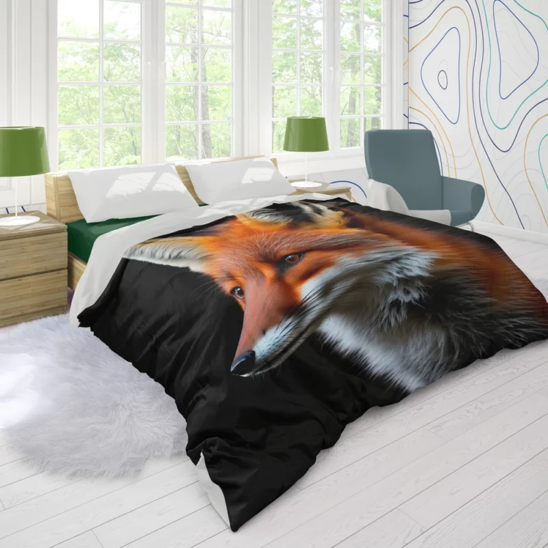 Red Fox in Darkness Duvet Cover