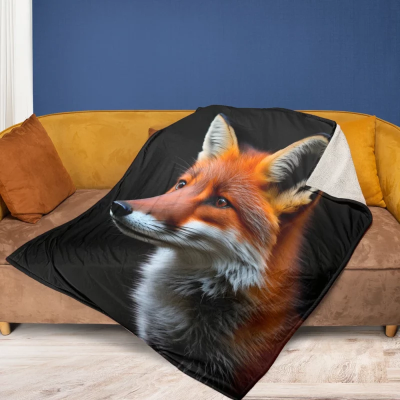 Red Fox in Darkness Fleece Blanket 1