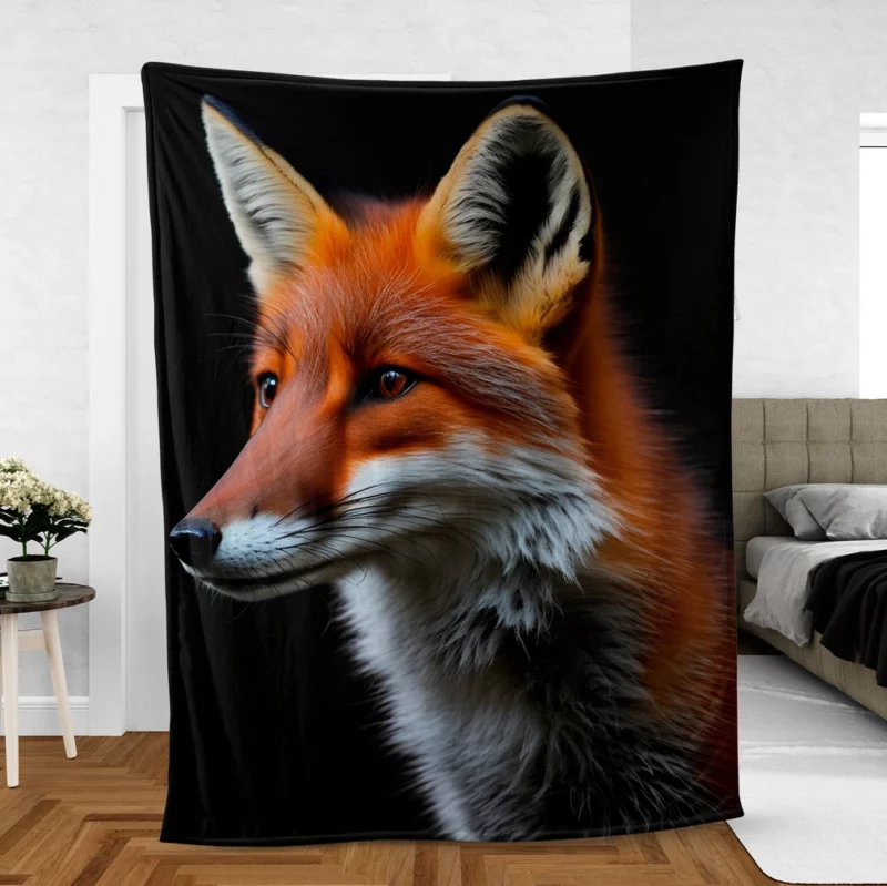 Red Fox in Darkness Fleece Blanket