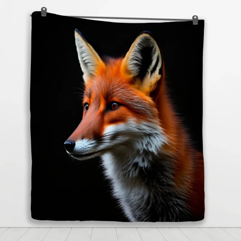 Red Fox in Darkness Quilt Blanket 1