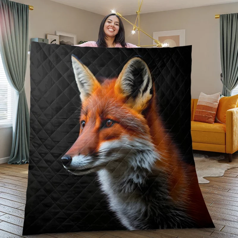 Red Fox in Darkness Quilt Blanket