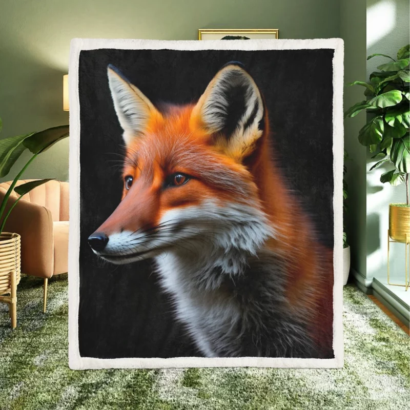 Red Fox in Darkness Sherpa Fleece Blanket