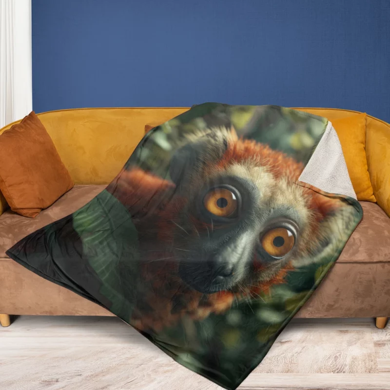 Red-Fronted Lemur Botanical Fusion Fleece Blanket 1