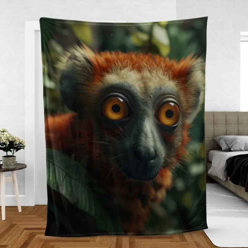 Red-Fronted Lemur Botanical Fusion Fleece Blanket