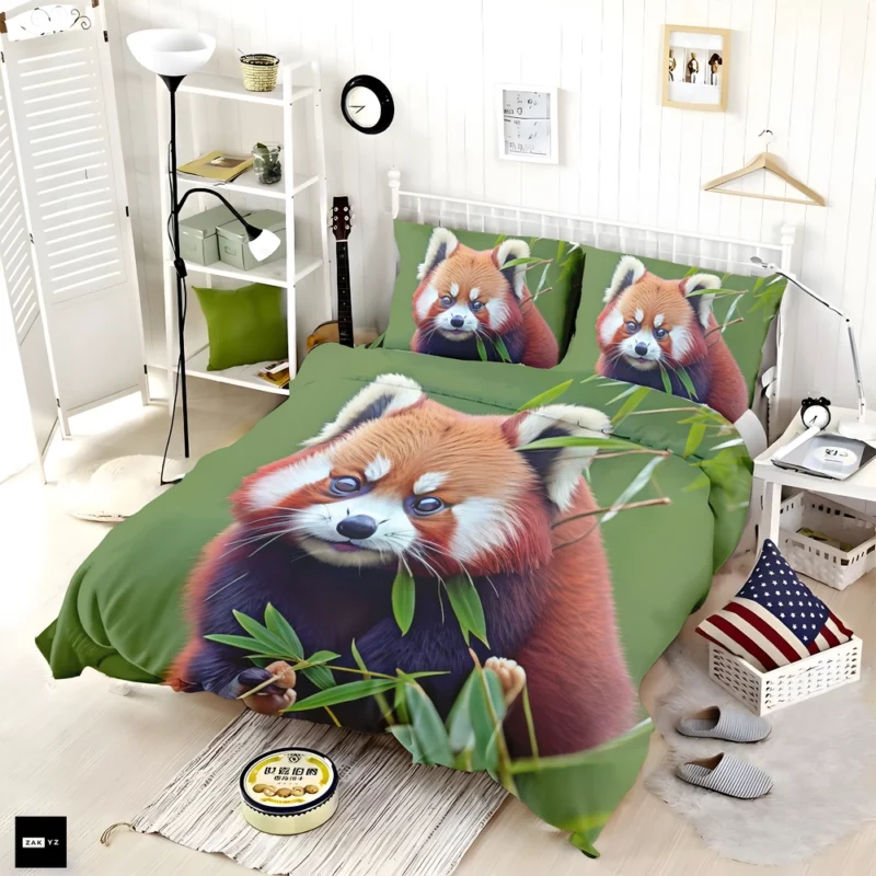 Red Panda Amongst Lush Bamboo Bedding Set