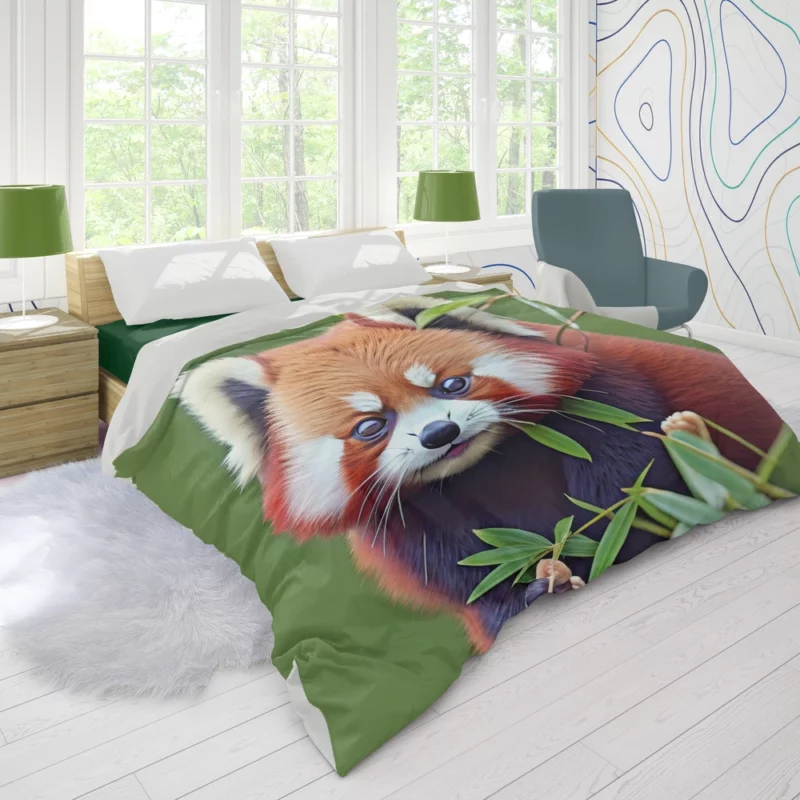 Red Panda Amongst Lush Bamboo Duvet Cover