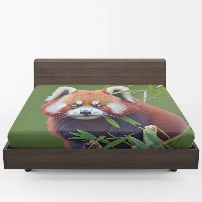 Red Panda Amongst Lush Bamboo Fitted Sheet 1