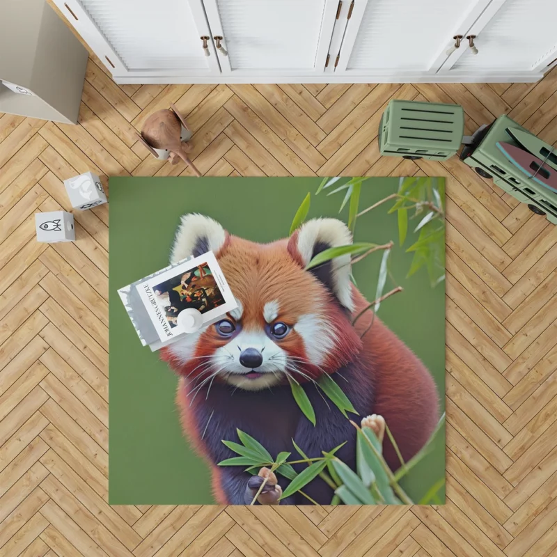 Red Panda Amongst Lush Bamboo Rug