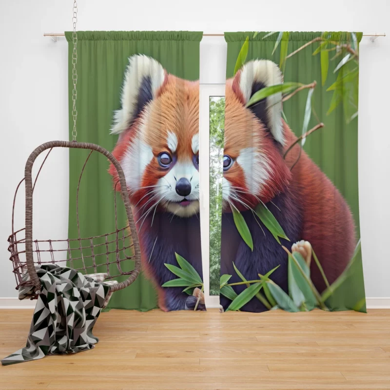 Red Panda Amongst Lush Bamboo Window Curtain