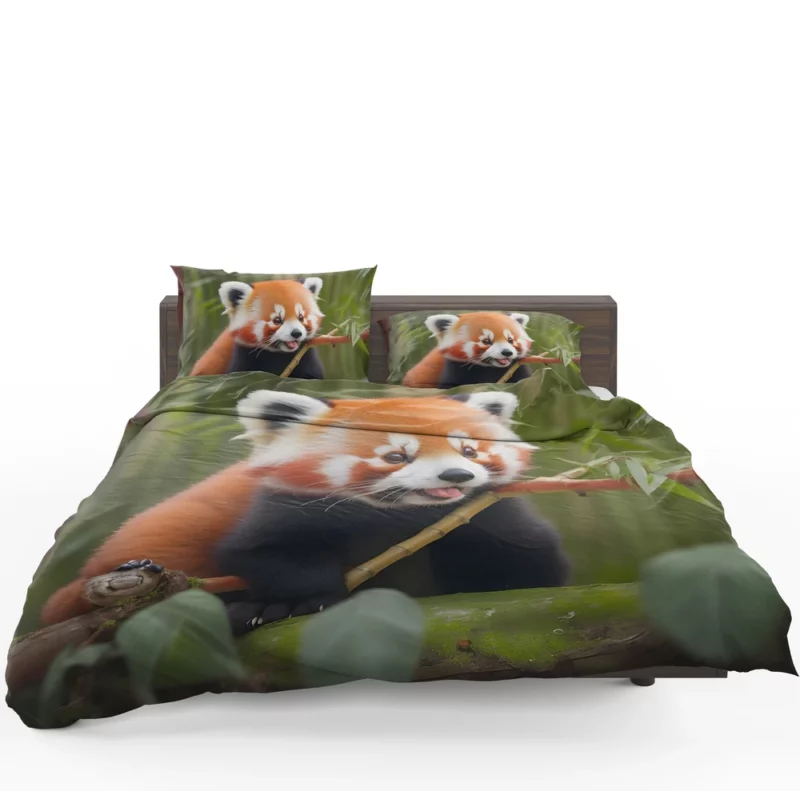 Red Panda Feasting in the Bamboo Forest Bedding Set 1