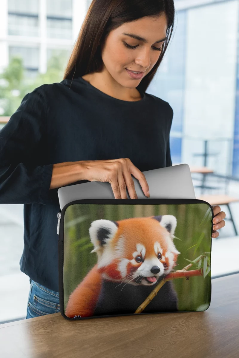 Red Panda Feasting in the Bamboo Forest Laptop Sleeve 1