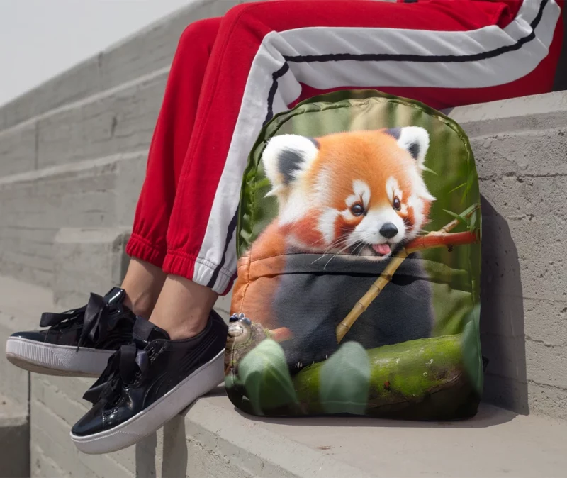 Red Panda Feasting in the Bamboo Forest Minimalist Backpack 1