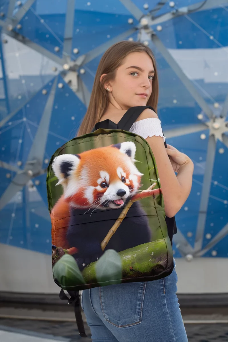 Red Panda Feasting in the Bamboo Forest Minimalist Backpack 2