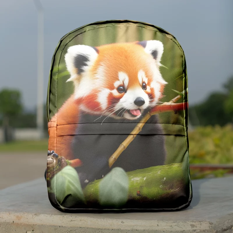 Red Panda Feasting in the Bamboo Forest Minimalist Backpack