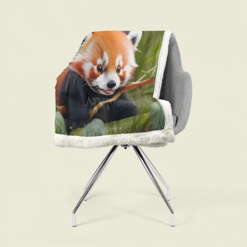 Red Panda Feasting in the Bamboo Forest Sherpa Fleece Blanket 1