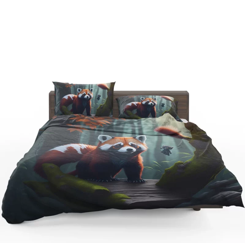 Red Pandas Forest Oasis with Waterfall Bedding Set 1