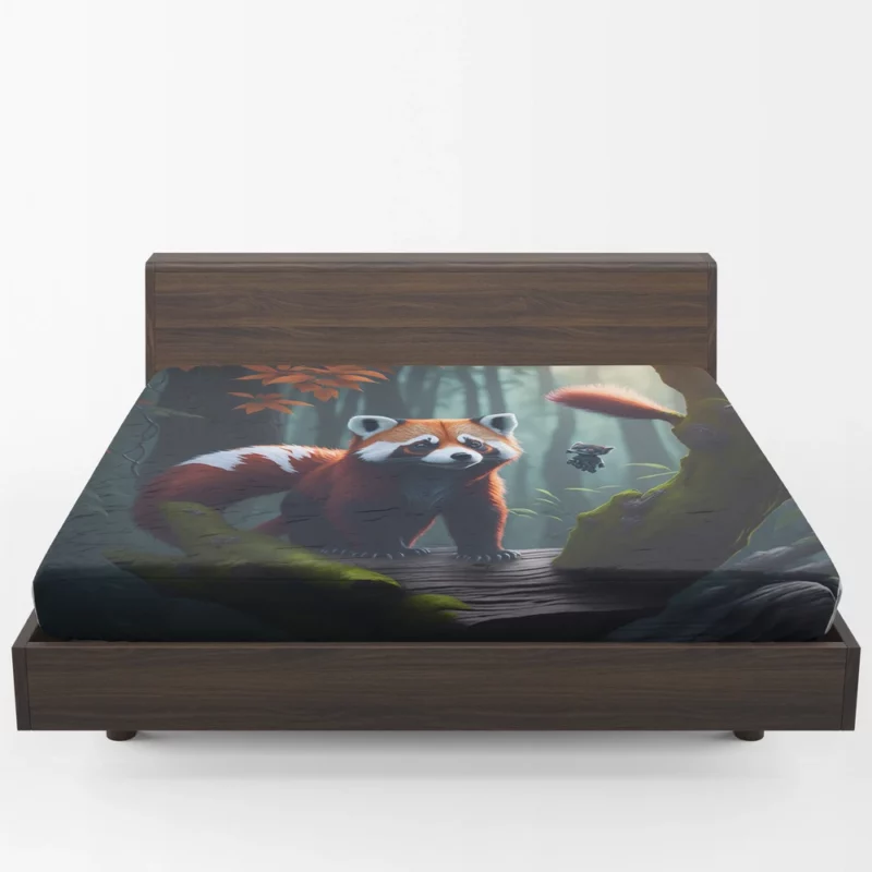 Red Pandas Forest Oasis with Waterfall Fitted Sheet 1