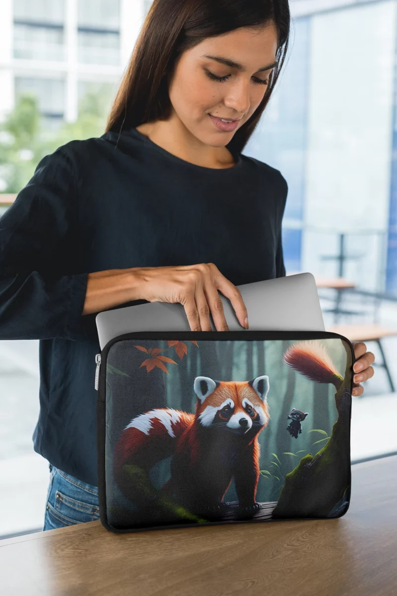 Red Pandas Forest Oasis with Waterfall Laptop Sleeve 1