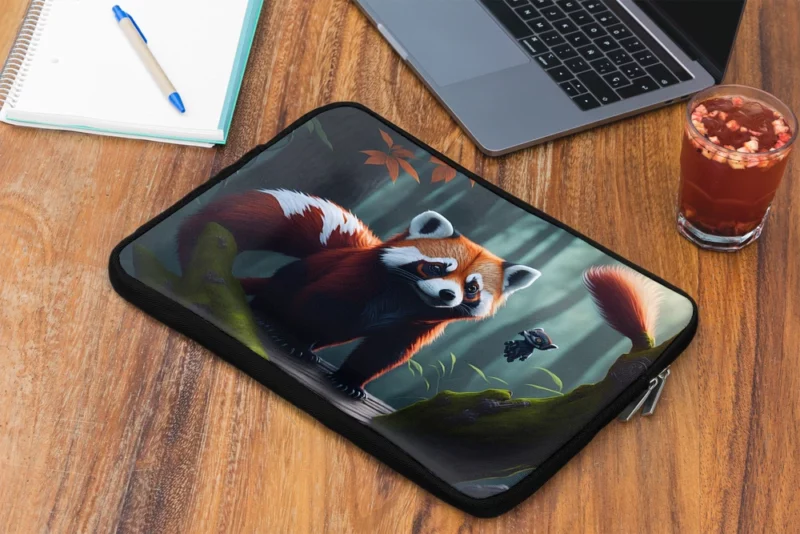 Red Pandas Forest Oasis with Waterfall Laptop Sleeve 2