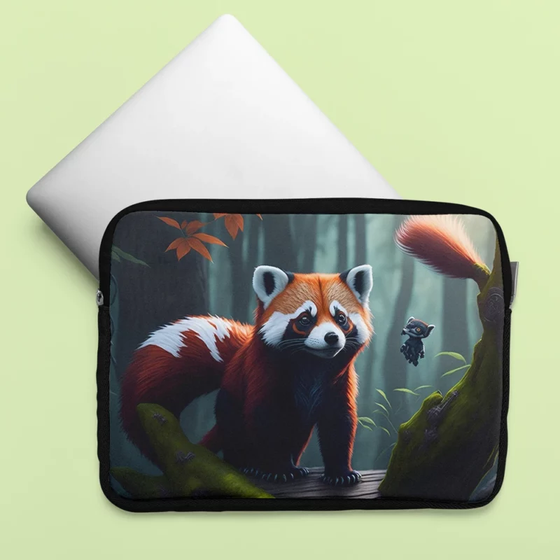 Red Pandas Forest Oasis with Waterfall Laptop Sleeve