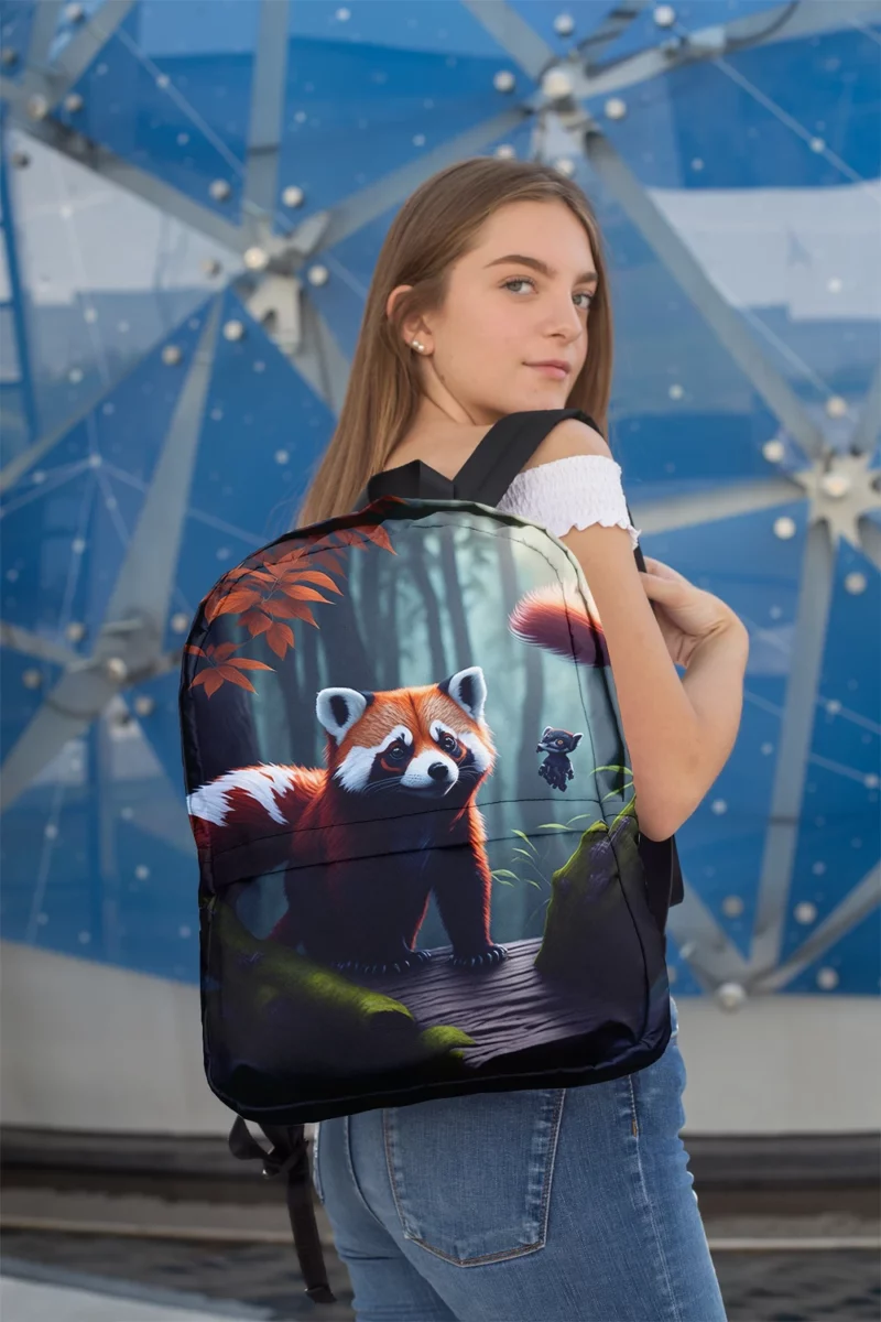 Red Pandas Forest Oasis with Waterfall Minimalist Backpack 2