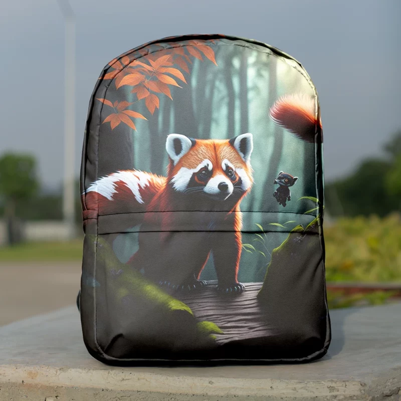 Red Pandas Forest Oasis with Waterfall Minimalist Backpack