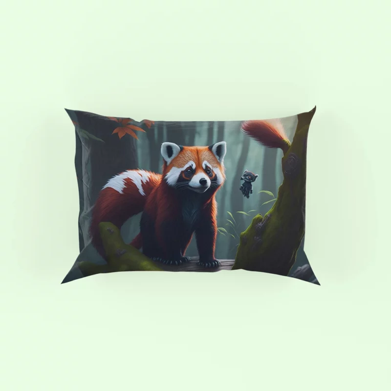 Red Pandas Forest Oasis with Waterfall Pillow Case