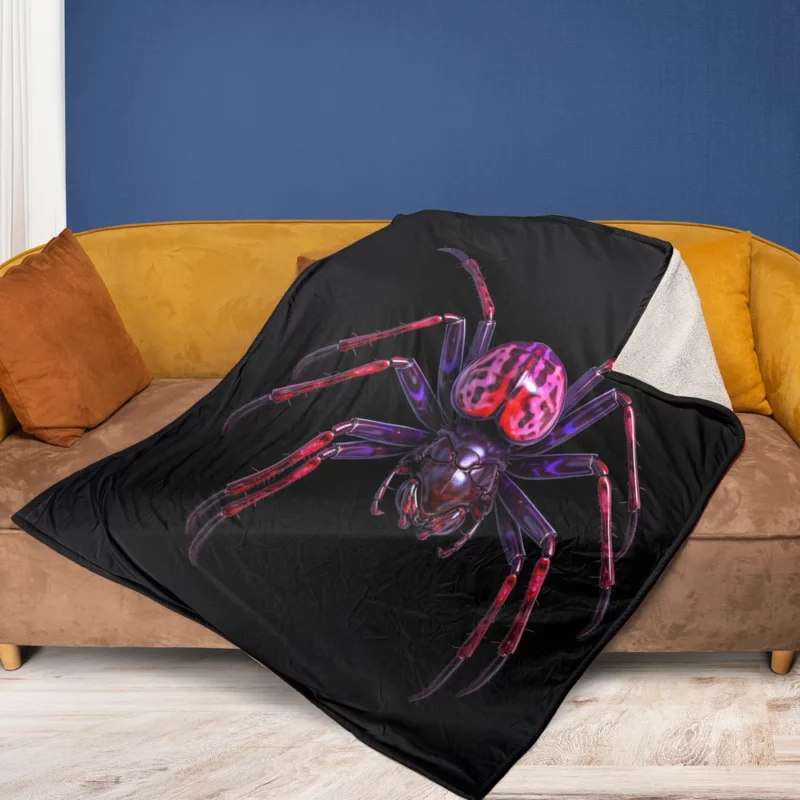 Red and Black Spider Fleece Blanket 1