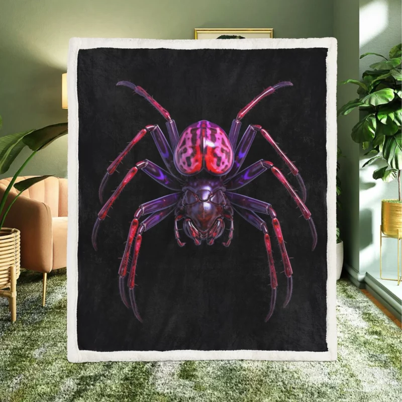 Red and Black Spider Sherpa Fleece Blanket