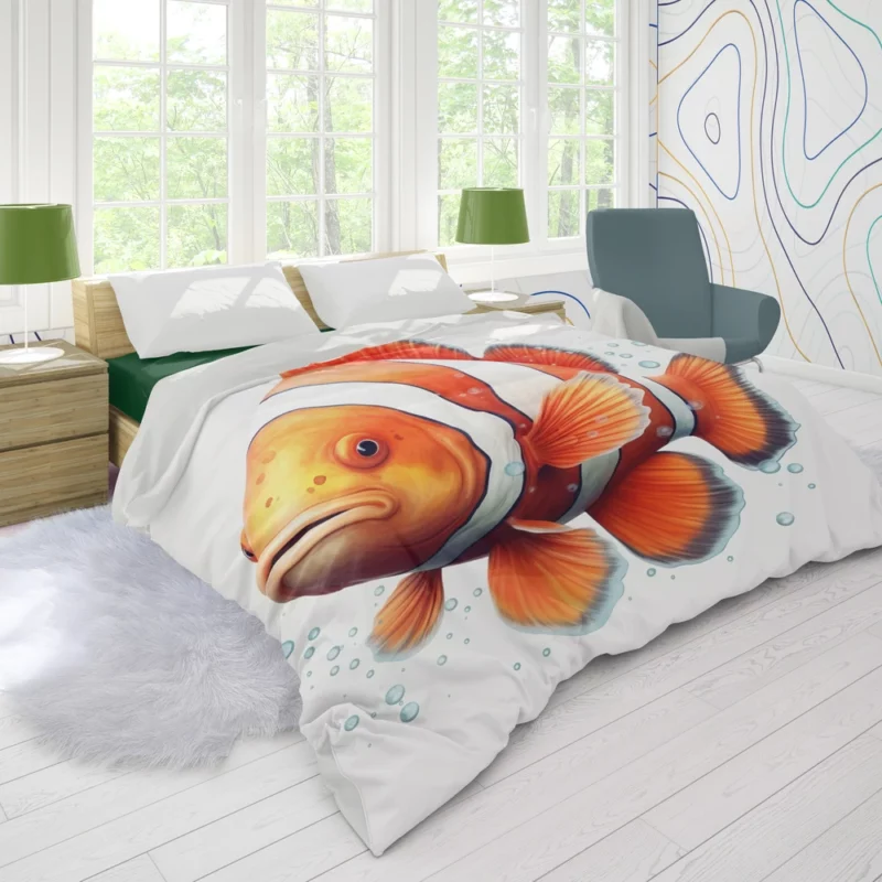 Red and White Clownfish Duvet Cover