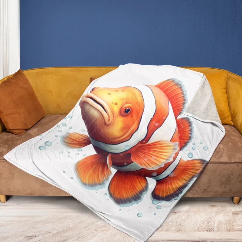 Red and White Clownfish Fleece Blanket 1