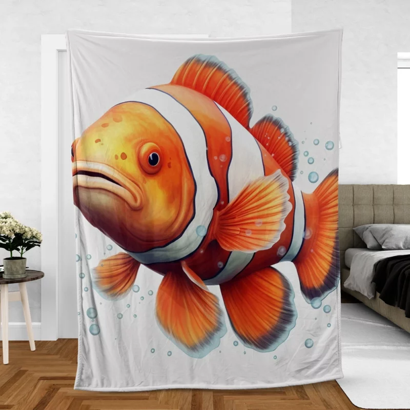 Red and White Clownfish Fleece Blanket