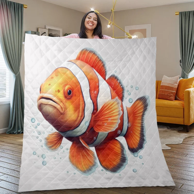 Red and White Clownfish Quilt Blanket