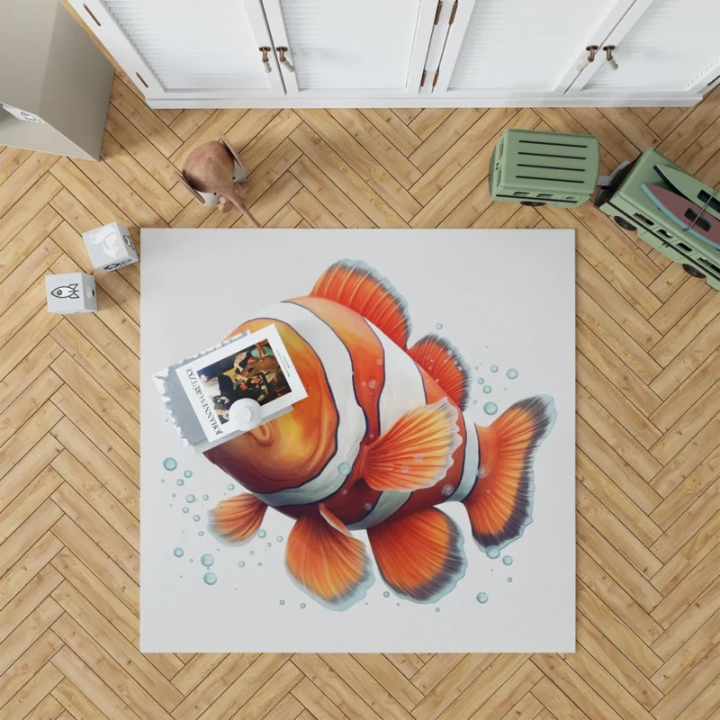 Red and White Clownfish Rug