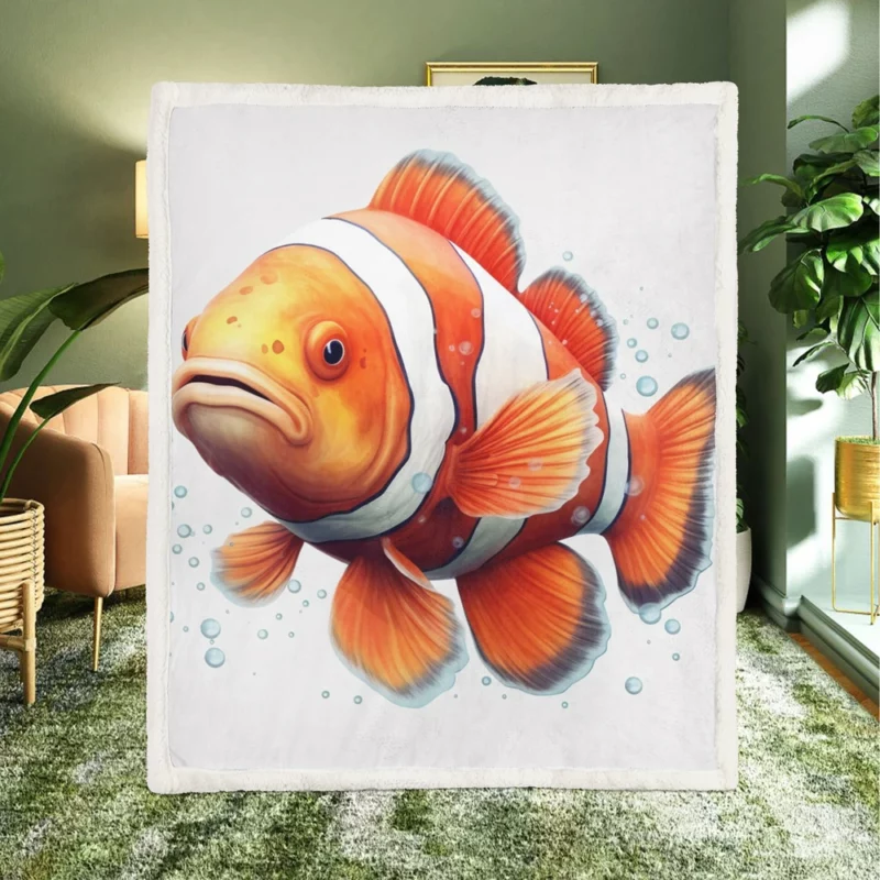 Red and White Clownfish Sherpa Fleece Blanket