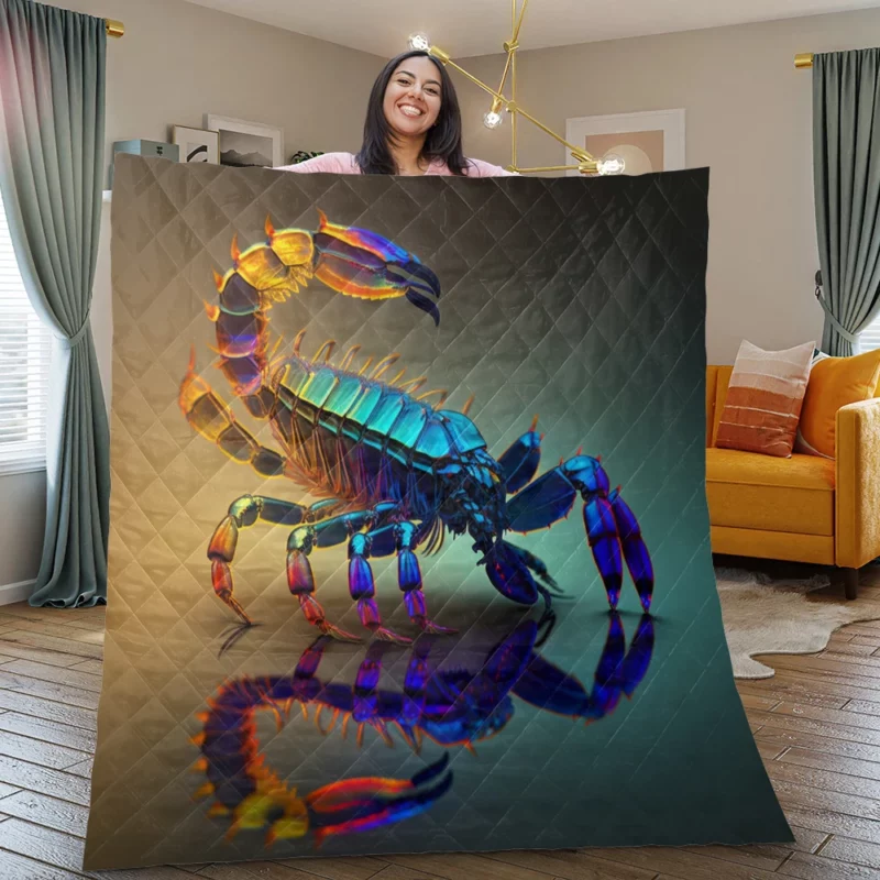 Reflective Scorpion Artwork Quilt Blanket