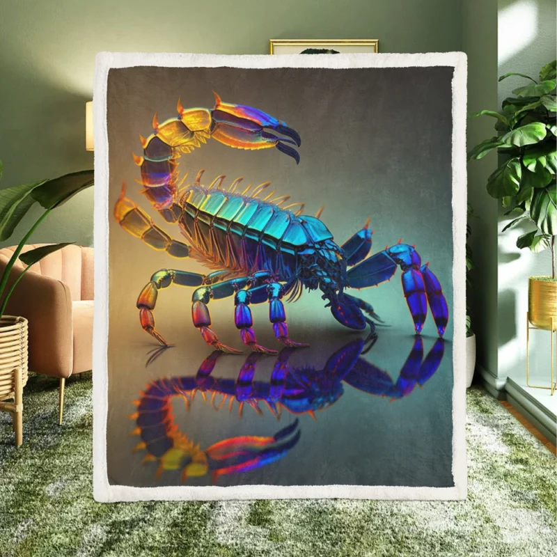 Reflective Scorpion Artwork Sherpa Fleece Blanket