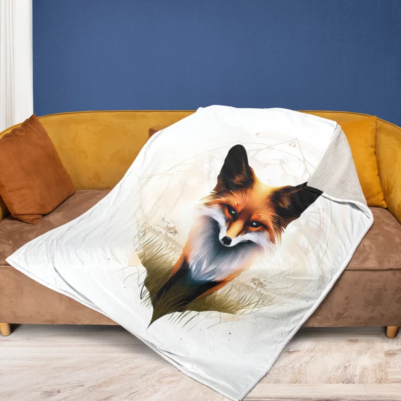 Regal Fox Vector Art Fleece Blanket 1