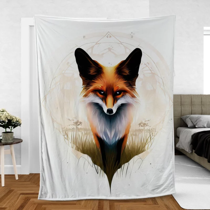 Regal Fox Vector Art Fleece Blanket