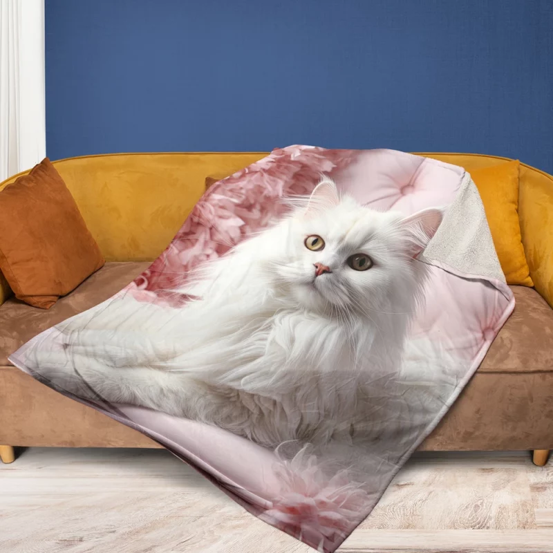 Regal Persian Cat Portrait Fleece Blanket 1