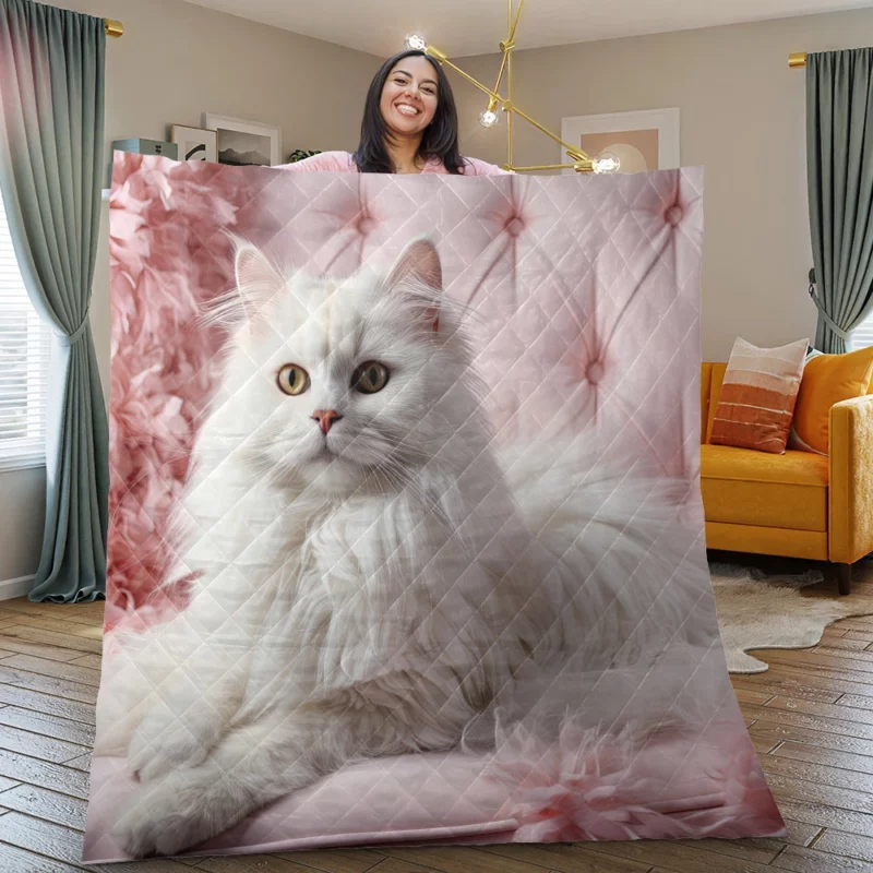 Regal Persian Cat Portrait Quilt Blanket