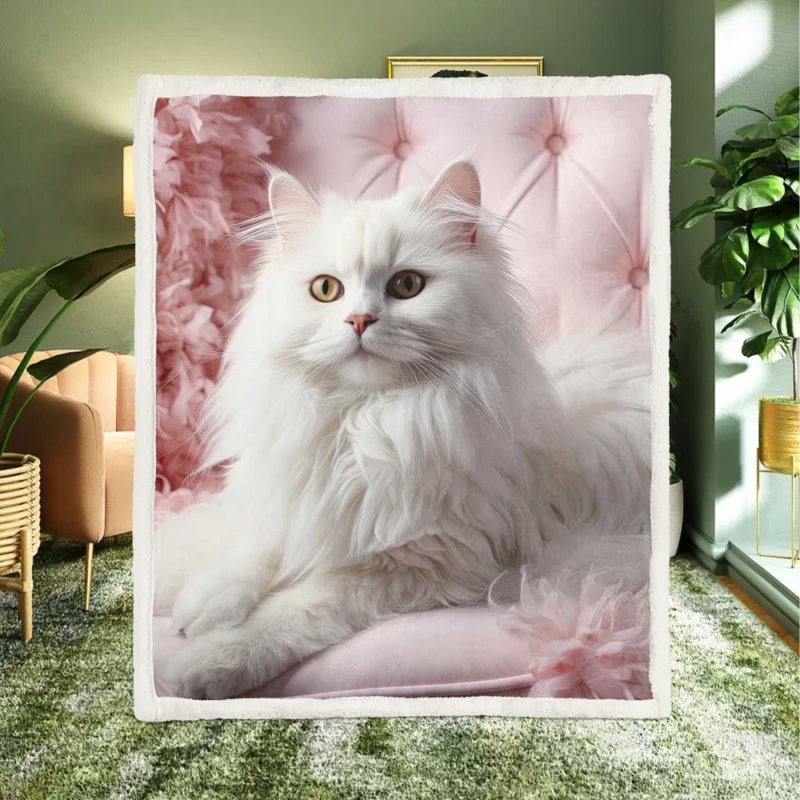 Regal Persian Cat Portrait Sherpa Fleece Blanket