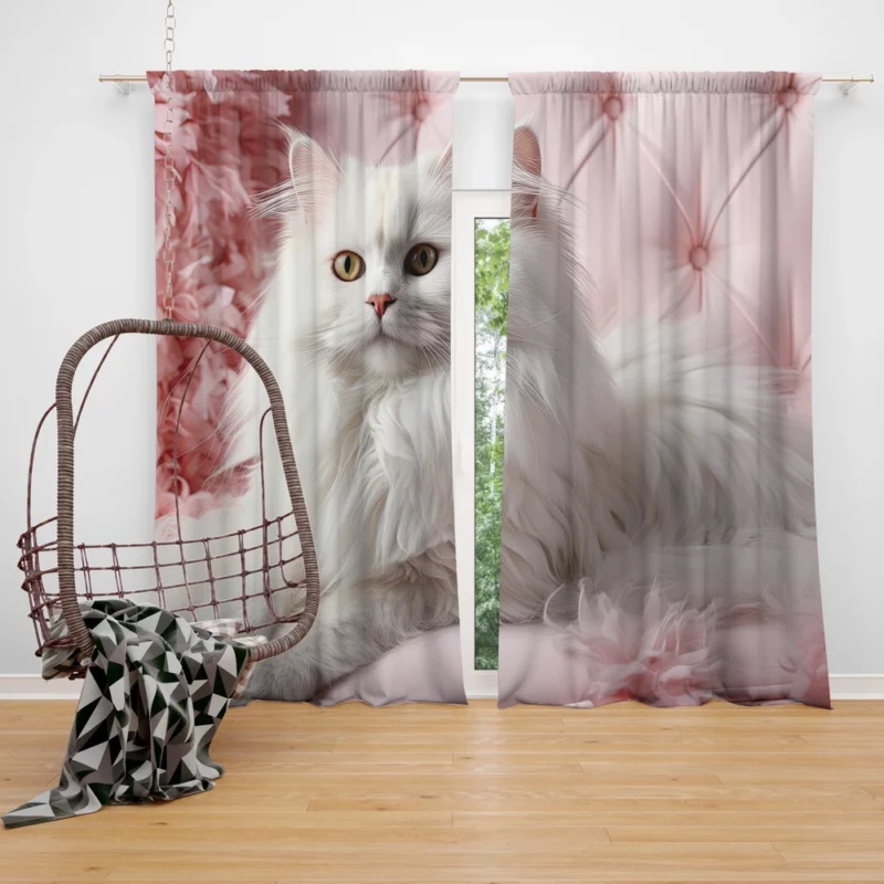 Regal Persian Cat Portrait Window Curtain