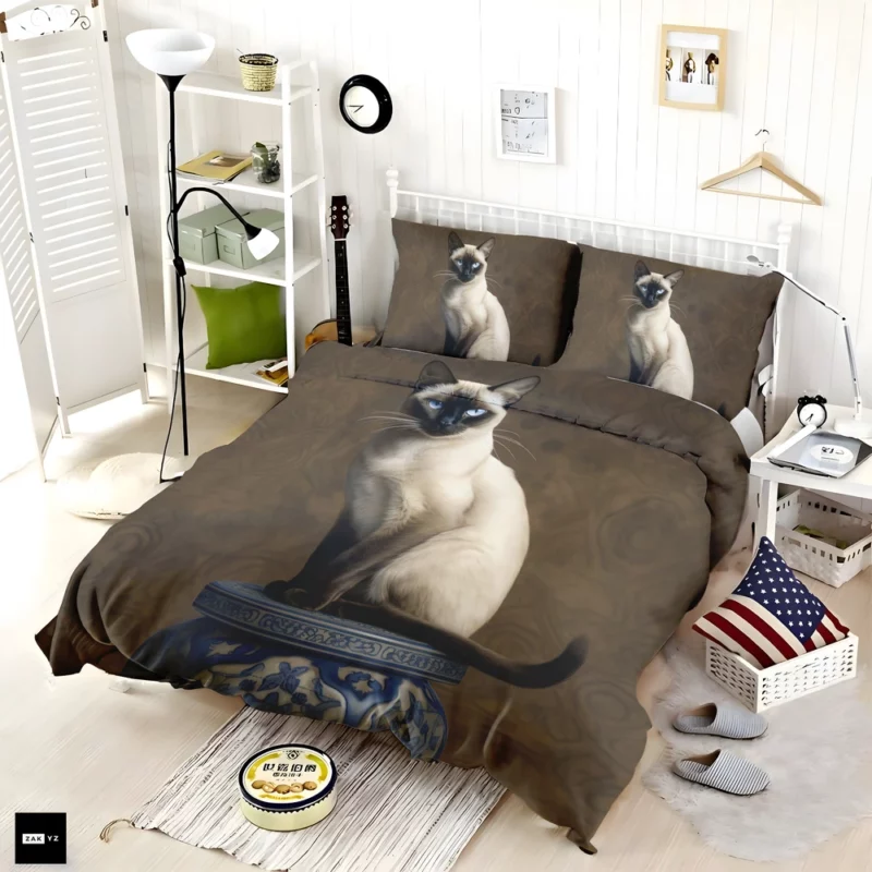 Regal Siamese Cat Portrait Bedding Set