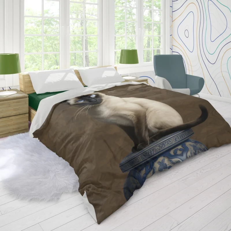 Regal Siamese Cat Portrait Duvet Cover