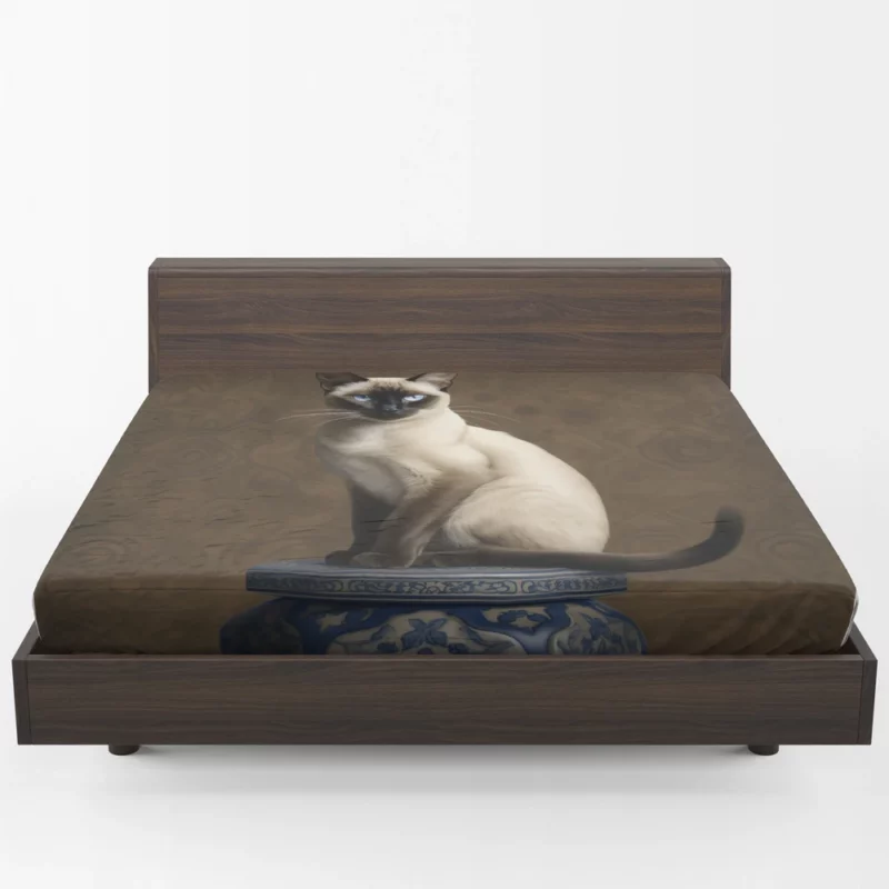 Regal Siamese Cat Portrait Fitted Sheet 1