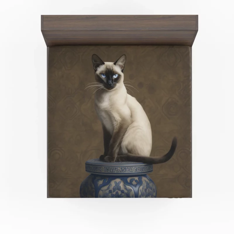 Regal Siamese Cat Portrait Fitted Sheet