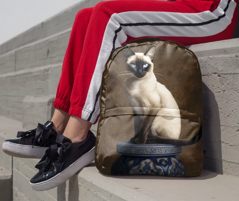 Regal Siamese Cat Portrait Minimalist Backpack 1